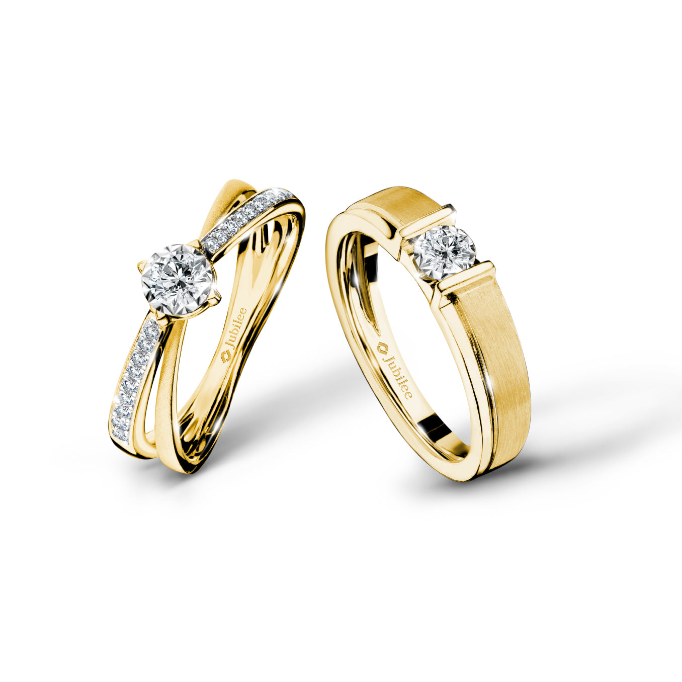แหวนเพชร The Excellence of 19 Solitaire Twin Line Diamond Ring & Smart Tension Entwine Ring