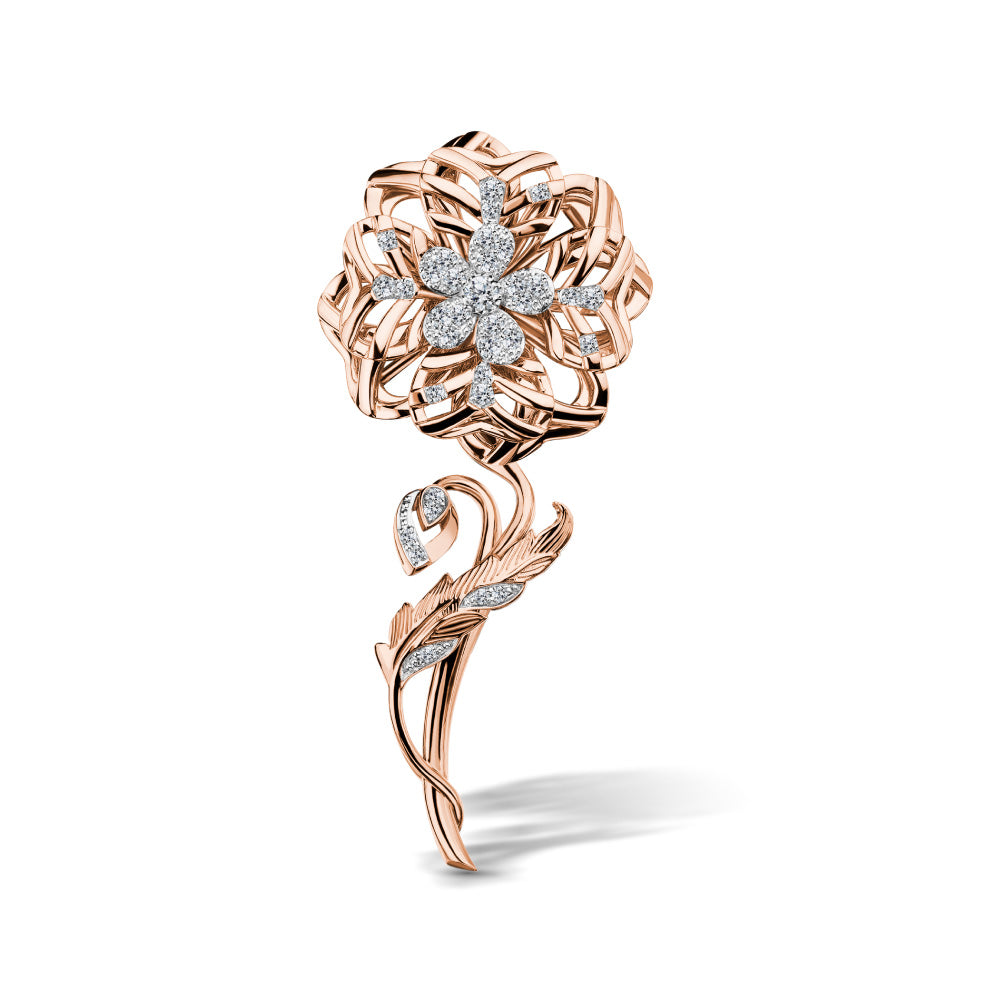 Jasmin Embrace Diamond Brooch: Love Bloom Jasmine Sparkle & Enchanted Stalk Diamond Brooch