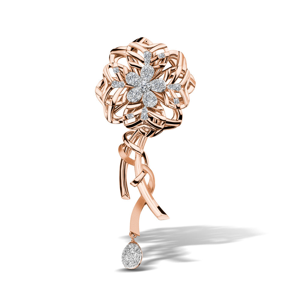 Jasmin Embrace Diamond Brooch: Love Bloom Jasmine Sparkle & Infinite Stalk Diamond Brooch