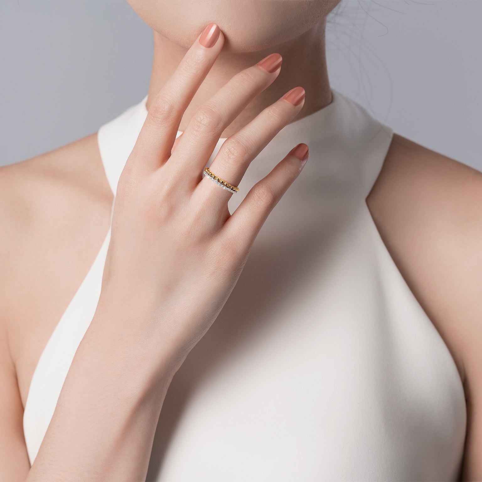 แหวนเพชร Beaded Diamond Band Ring