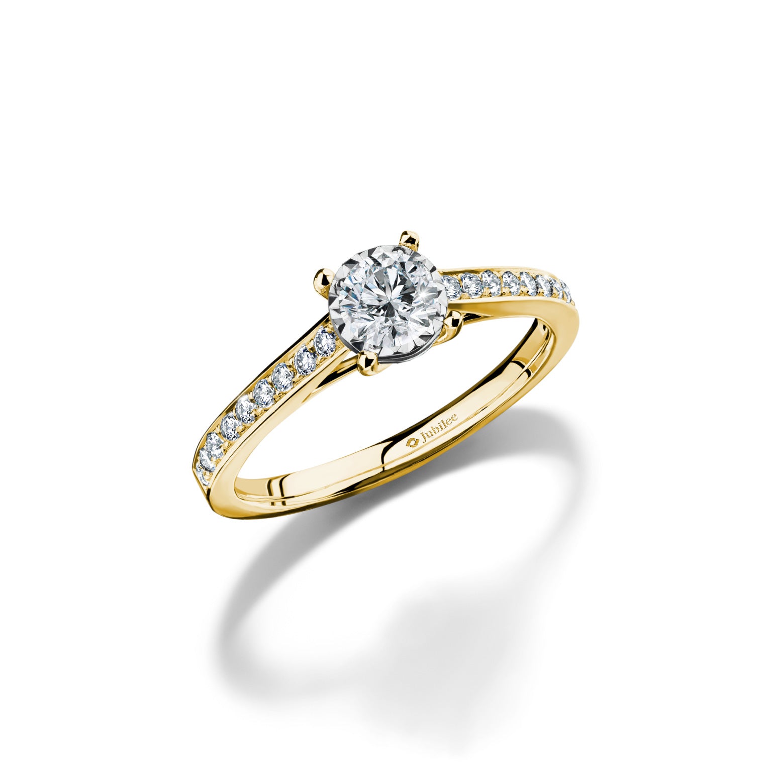 แหวนเพชร Classic Pave Solitaire Ring (Certificate: GIA)