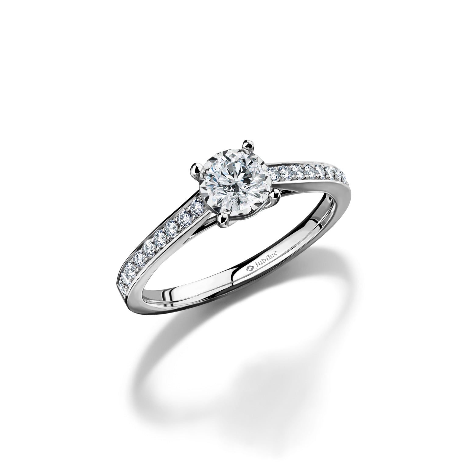 แหวนเพชร Classic Pave Solitaire Ring (Certificate: GIA)