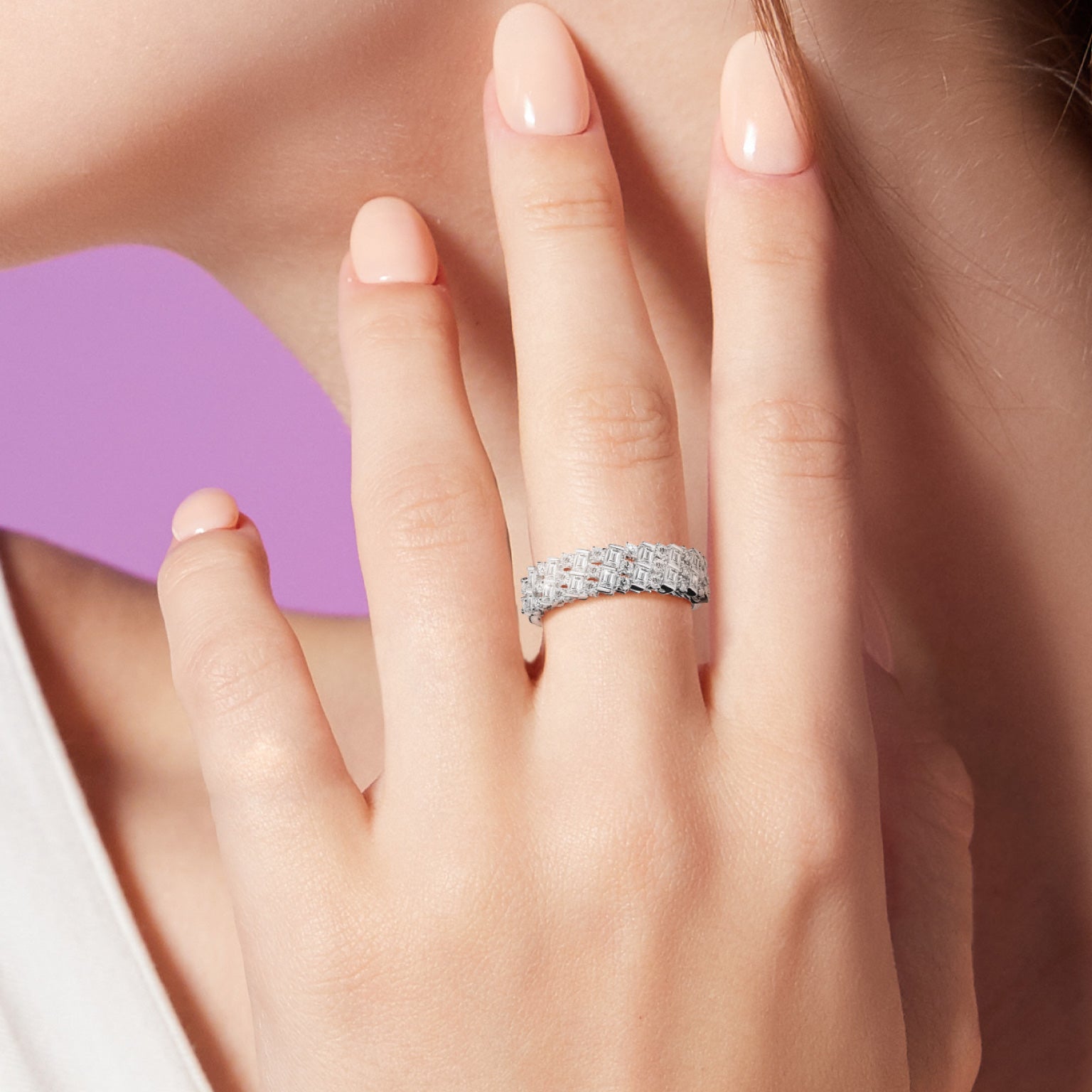 แหวนเพชร Diamond Line Striping Baguette Ring