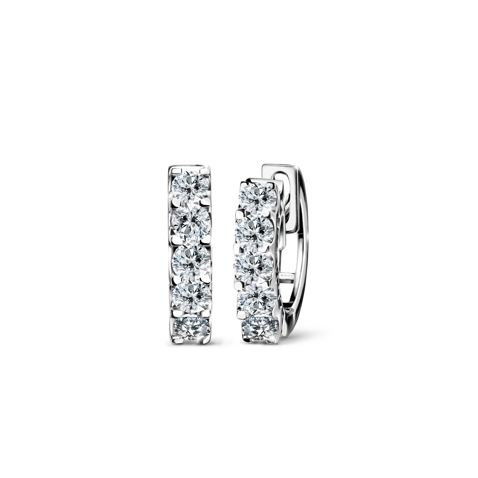 ต่างหูเพชร Diamond Line Structure Hoop Earrings