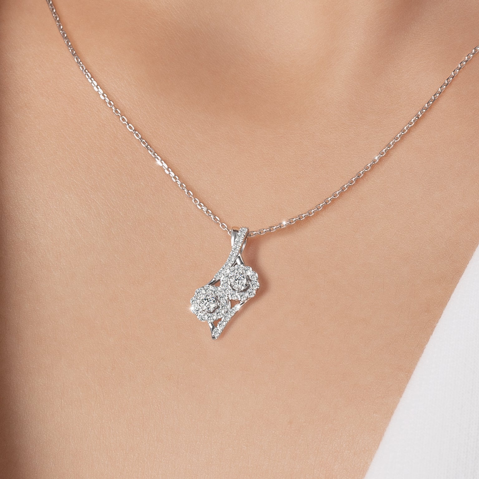 จี้เพชร Double Love Hooked Pendant