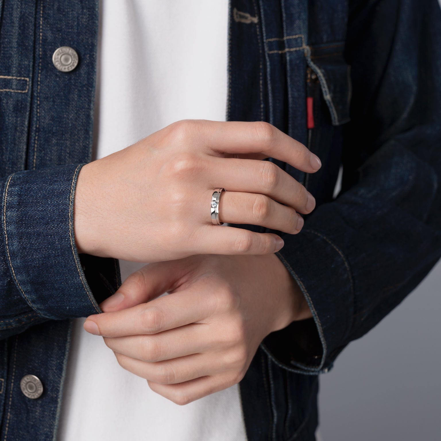 แหวนเพชร Double Step Solitaire Band Ring