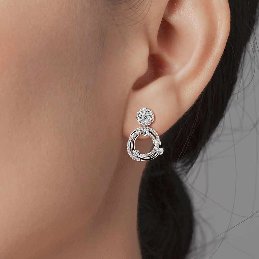 ต่างหูเพชร Tri-Design Diamond Earrings