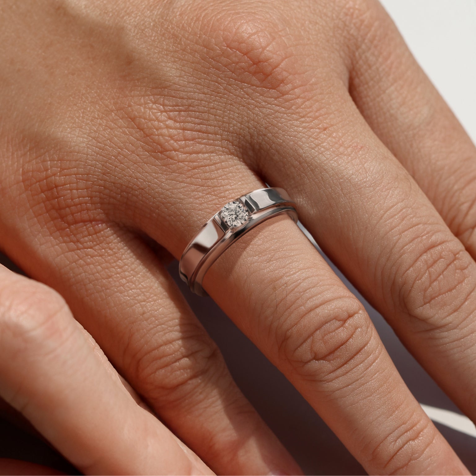Edge Cut Solitaire Band Ring