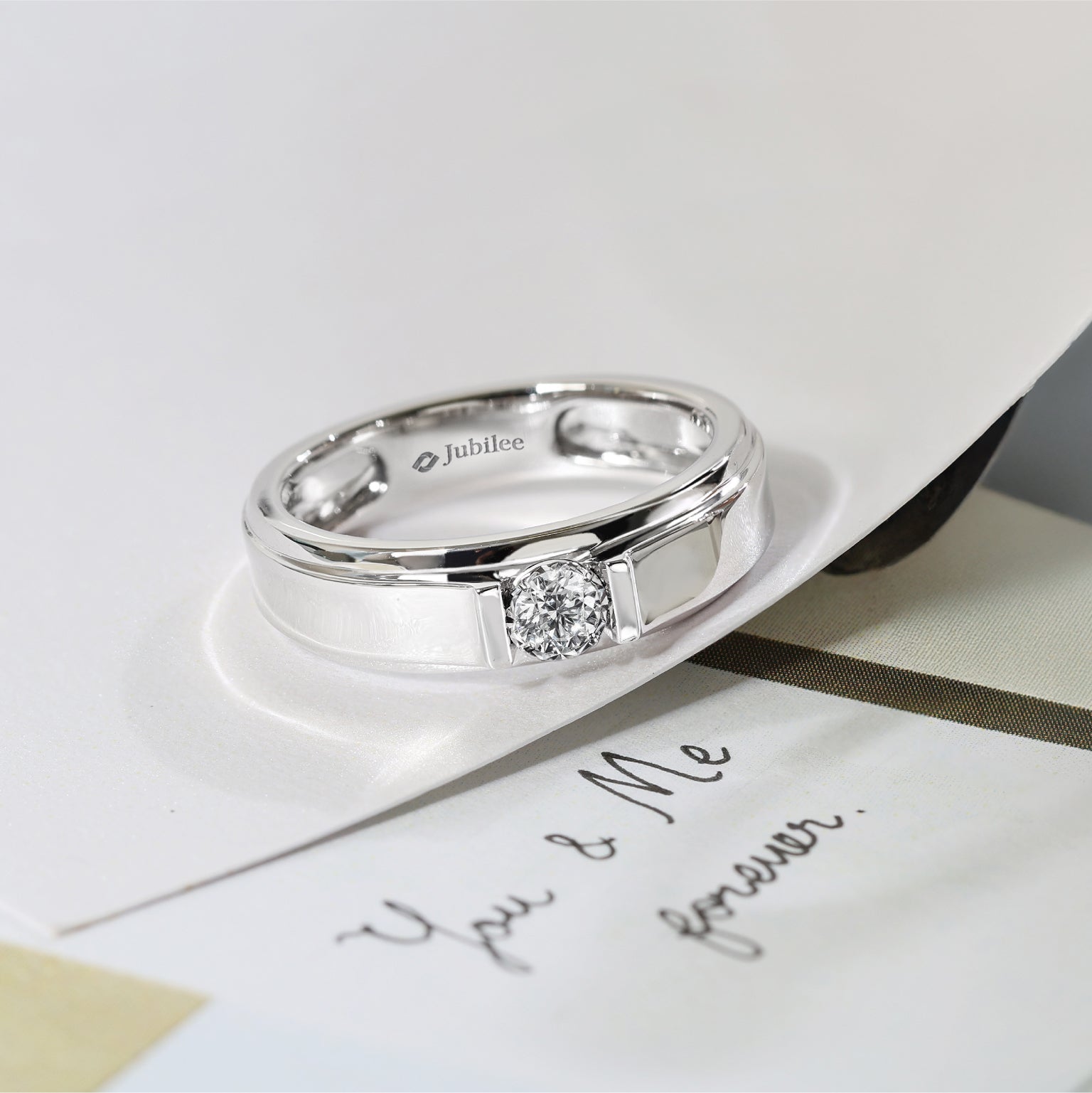 Edge Cut Solitaire Band Ring