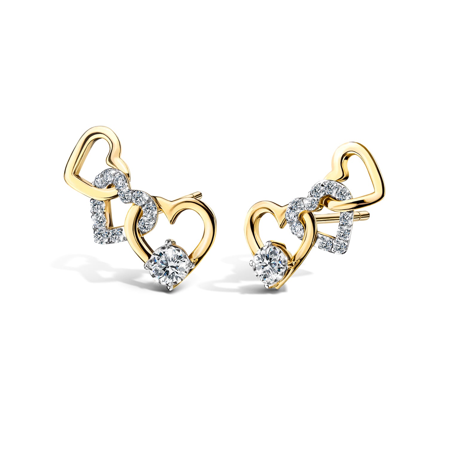 ต่างหูเพชร Jubilee Heart Double Happiness Earrings
