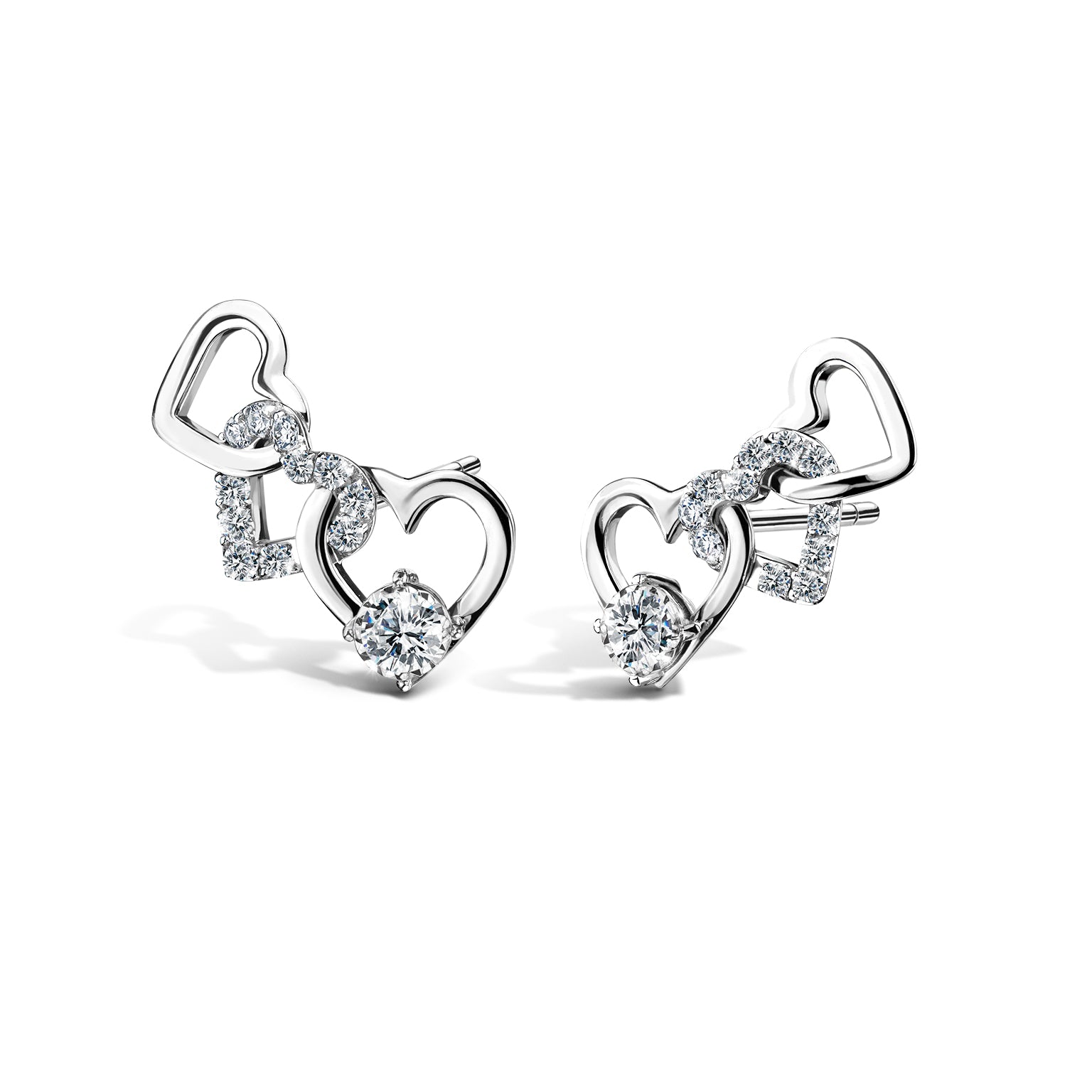 ต่างหูเพชร Jubilee Heart Double Happiness Earrings