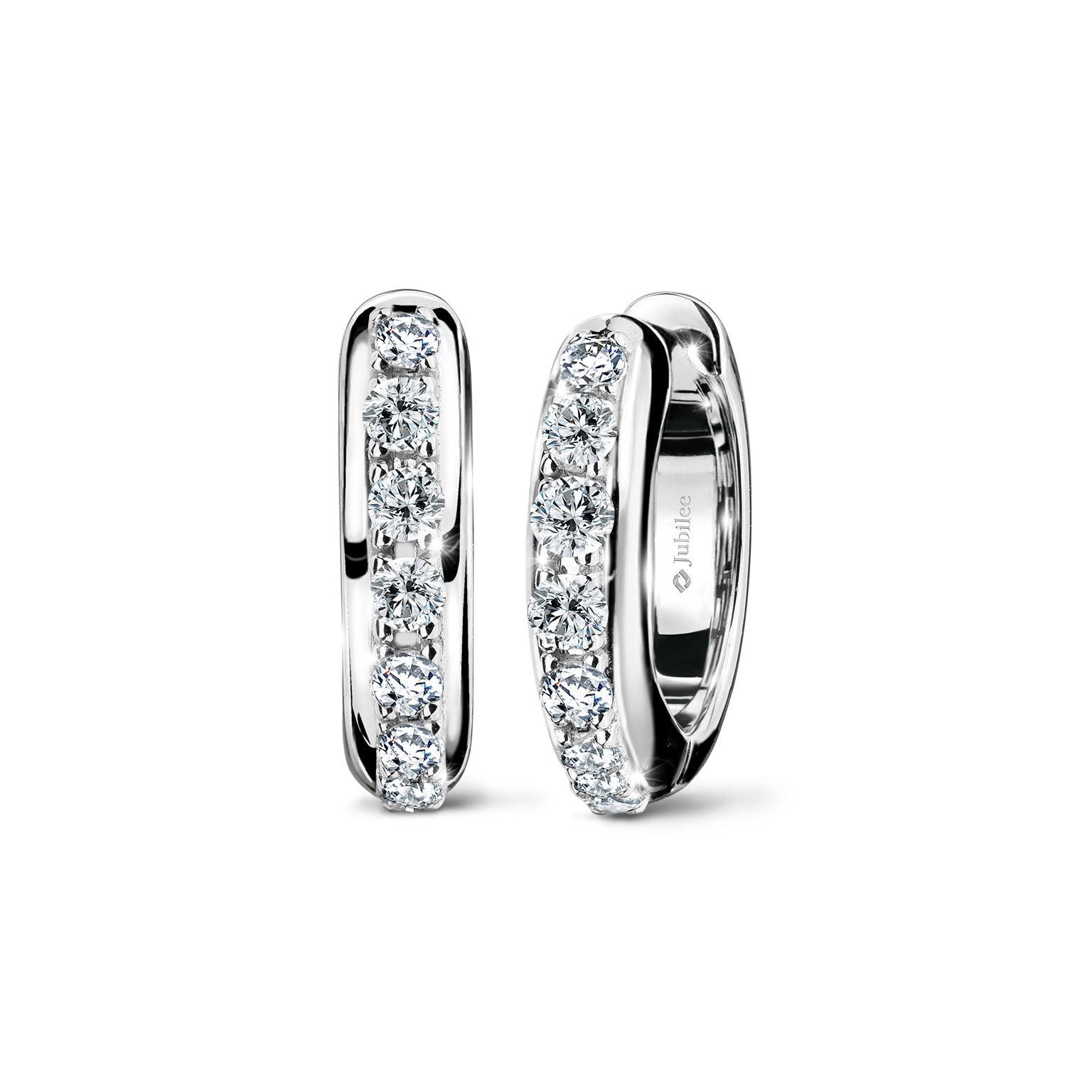 ต่างหูเพชร Lean Diamond Line Hinged Hoop Earrings