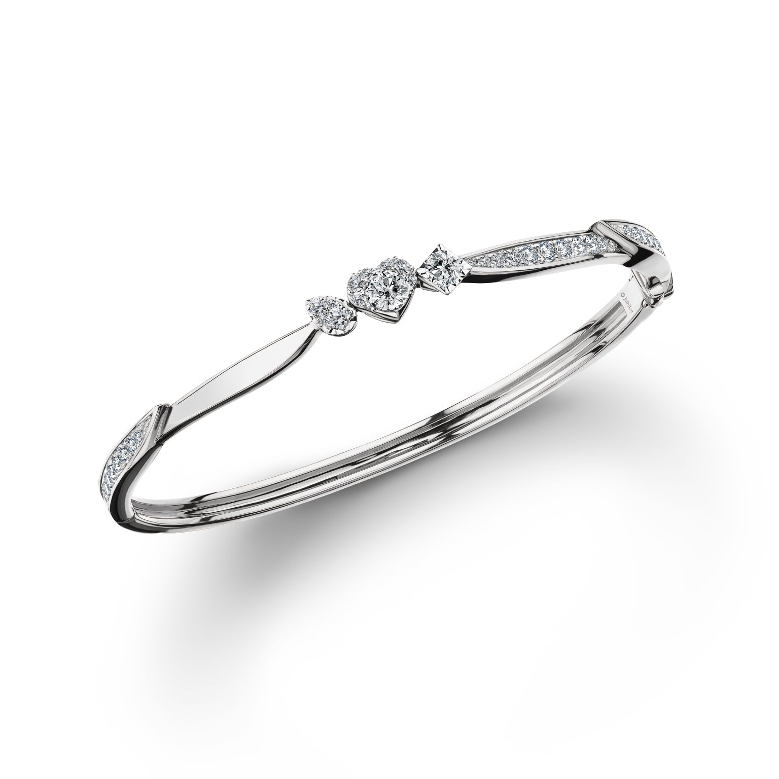 Love Blooming Sparkle Heart Bangle Diamond Bracelet