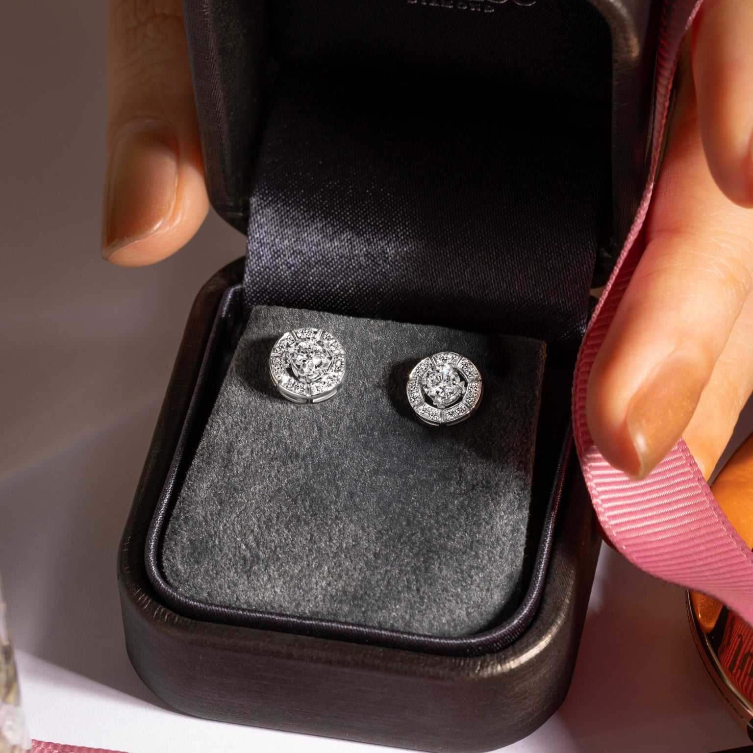 Lumiere Brique Halo Stud Earrings