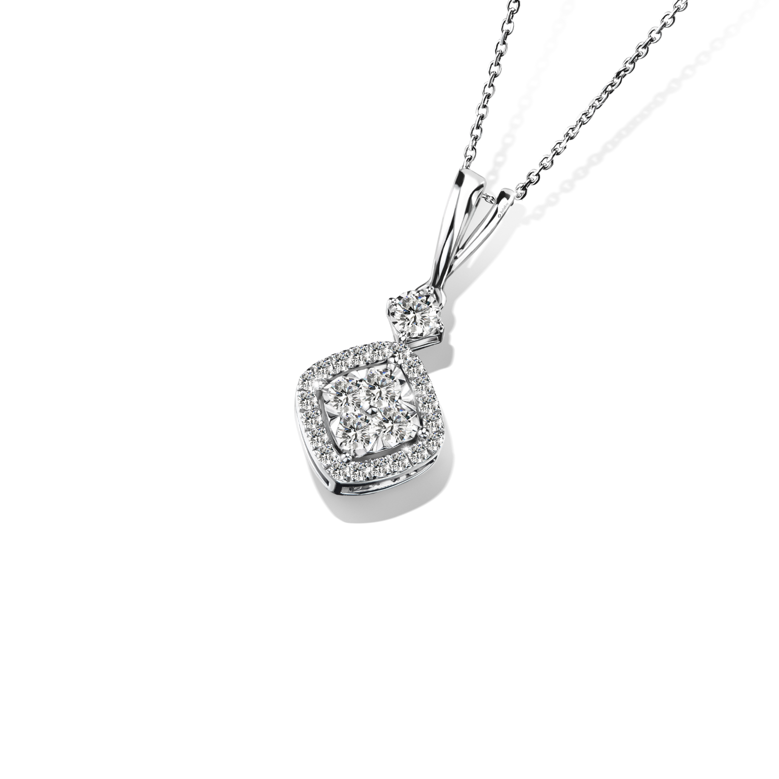จี้เพชร Rhombus Halo Diamond Pendant