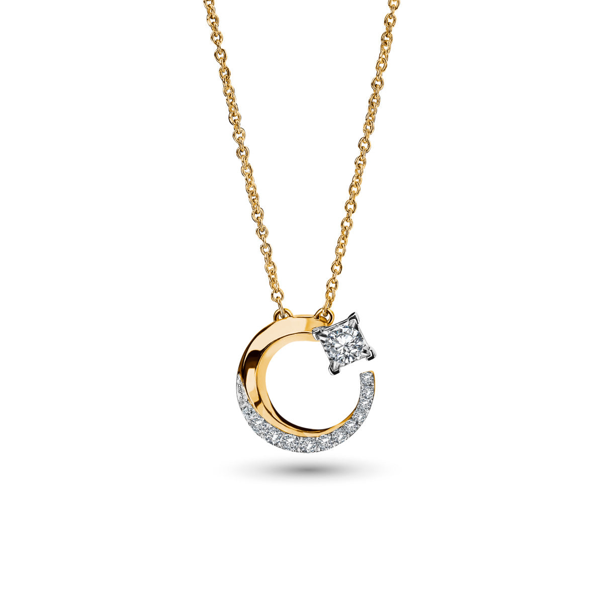 จี้เพชรพร้อมสร้อยคออิตาลี Voyage of Heart Moon Pendant with Chain