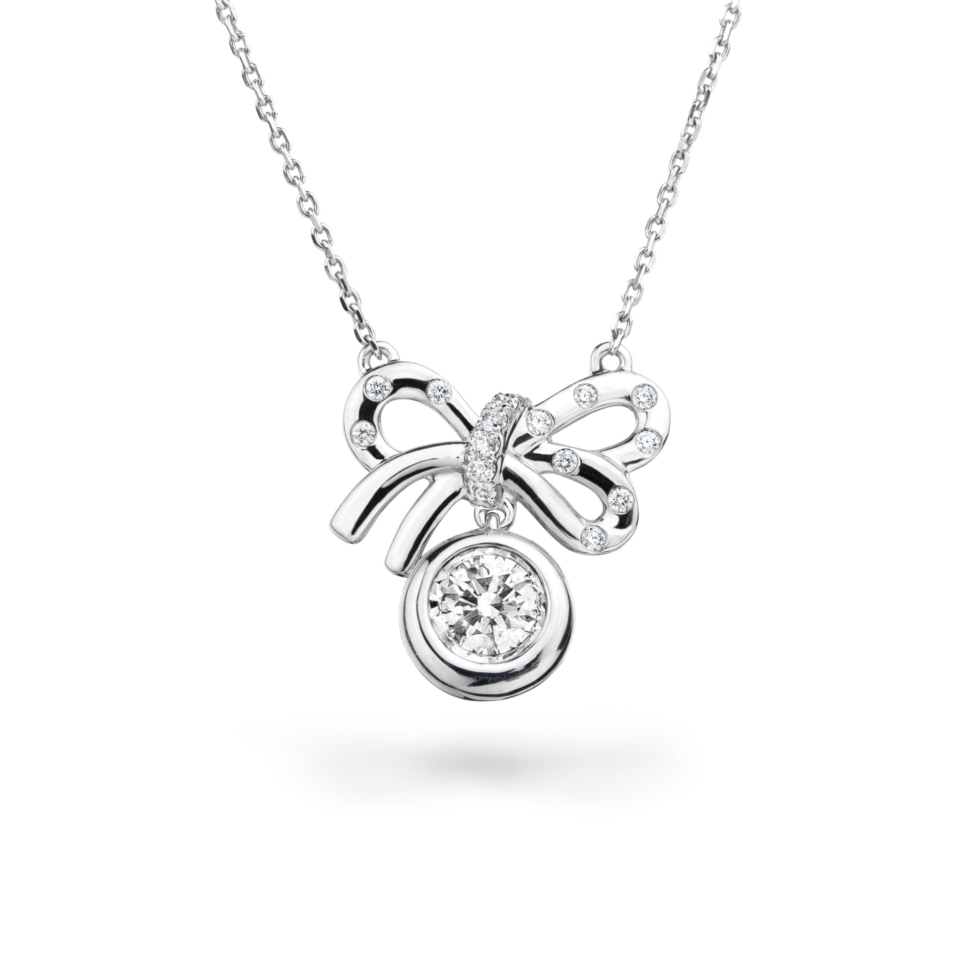 จี้เพชรพร้อมสร้อยคออิตาลี DROP OF ETERNITY BOW PENDANT WITH CHAIN