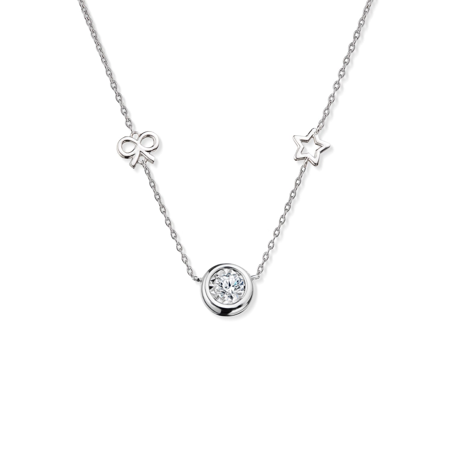 จี้เพชรพร้อมสร้อยคออิตาลี Beloved Brilliance: Ribbon with Star Pendant