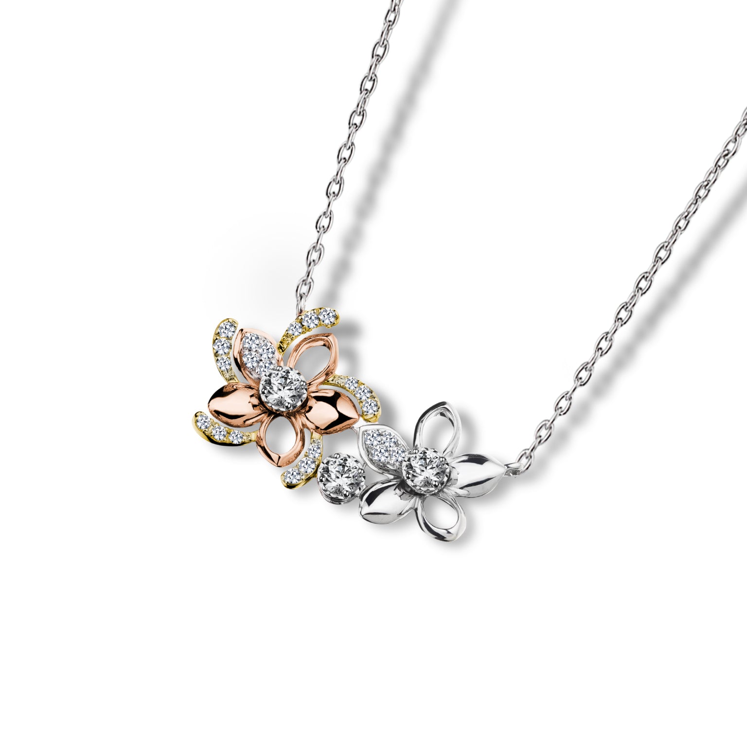 Everbloom Dual Flowers Pendant with Chain