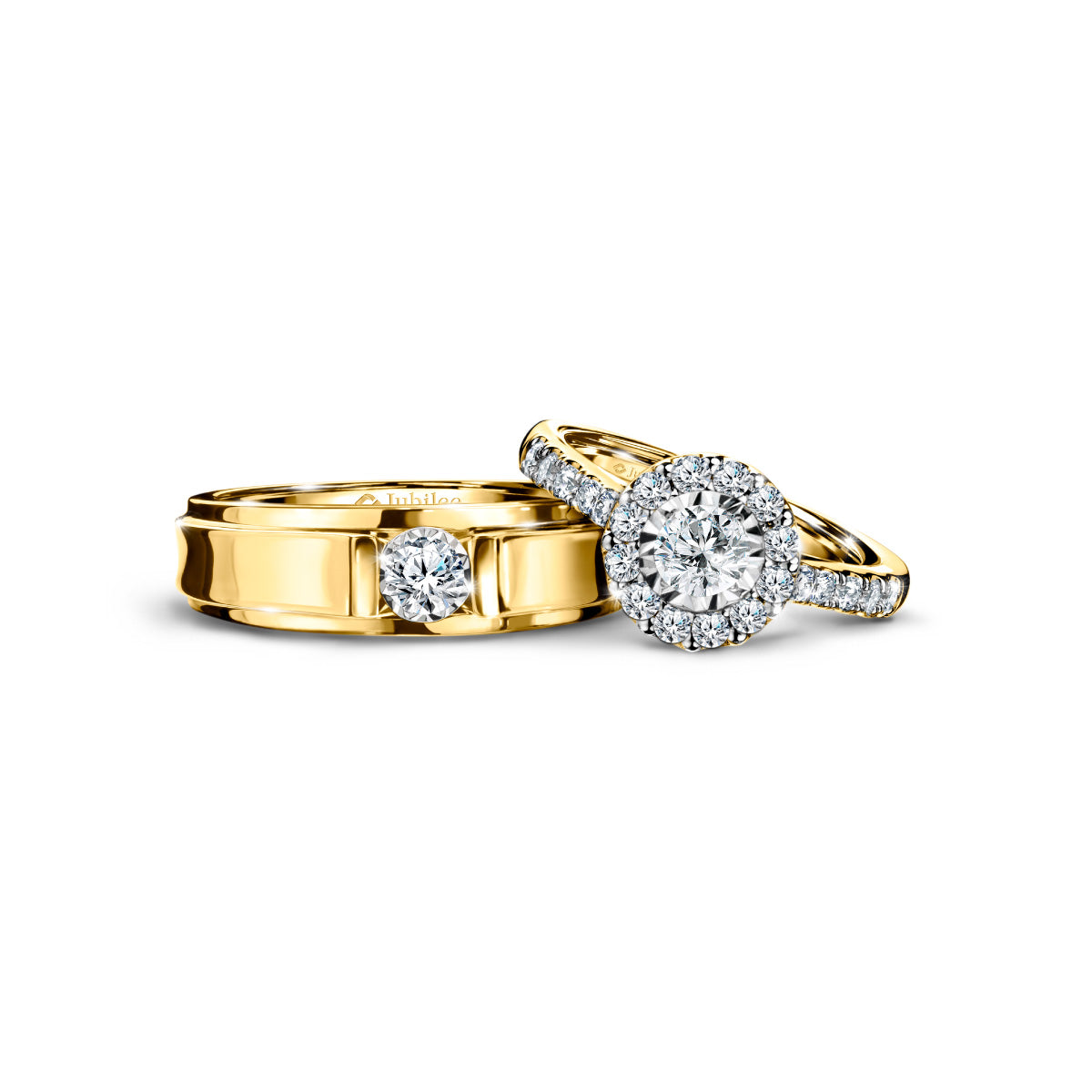แหวนเพชร Halo Ring & Edge Cut Solitaire Band Ring