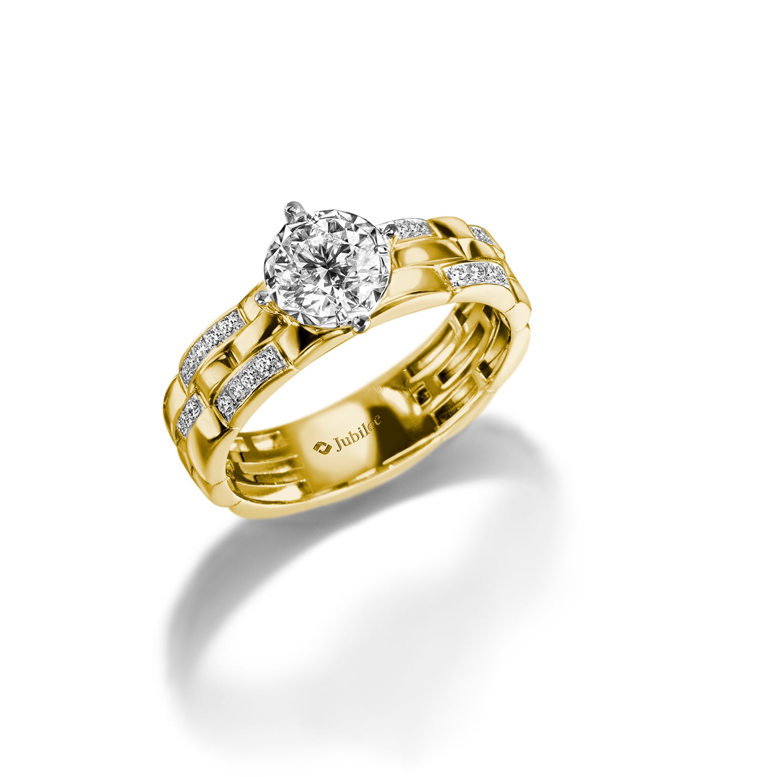 Lumiere Brique Triple Row Solitaire Ring