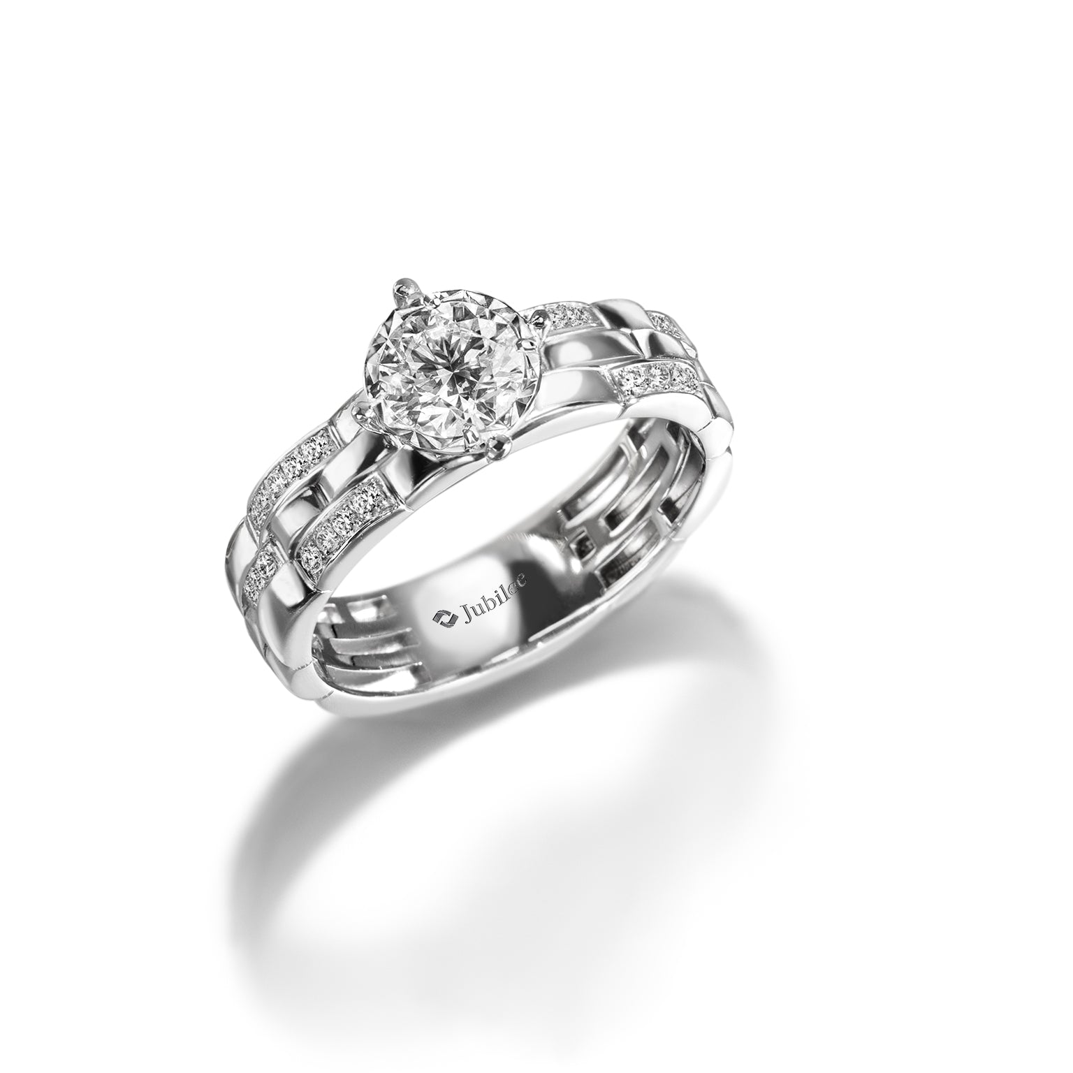 Lumiere Brique Triple Row Solitaire Ring
