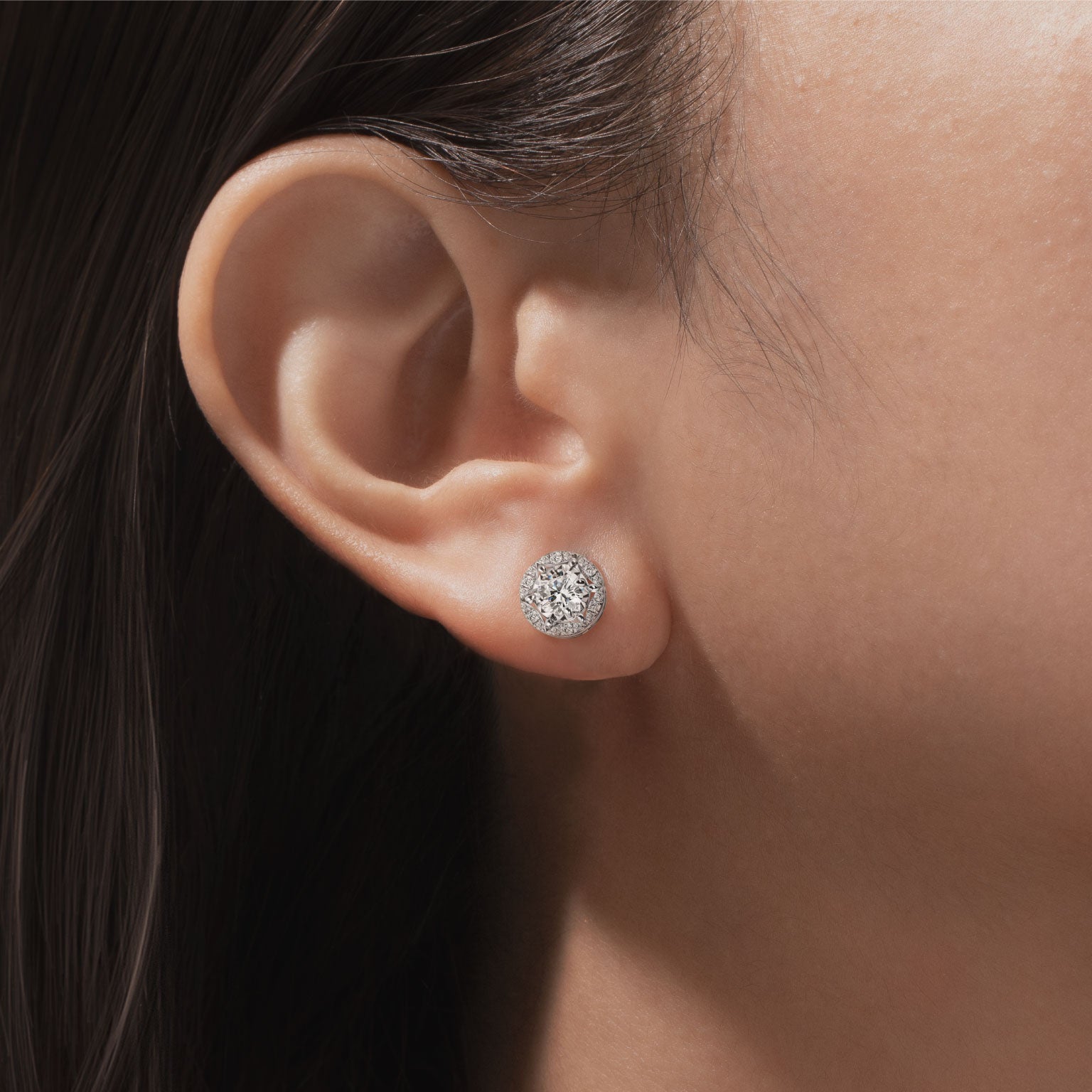 Radiant Halo Glow Earrings Diamond Earrings