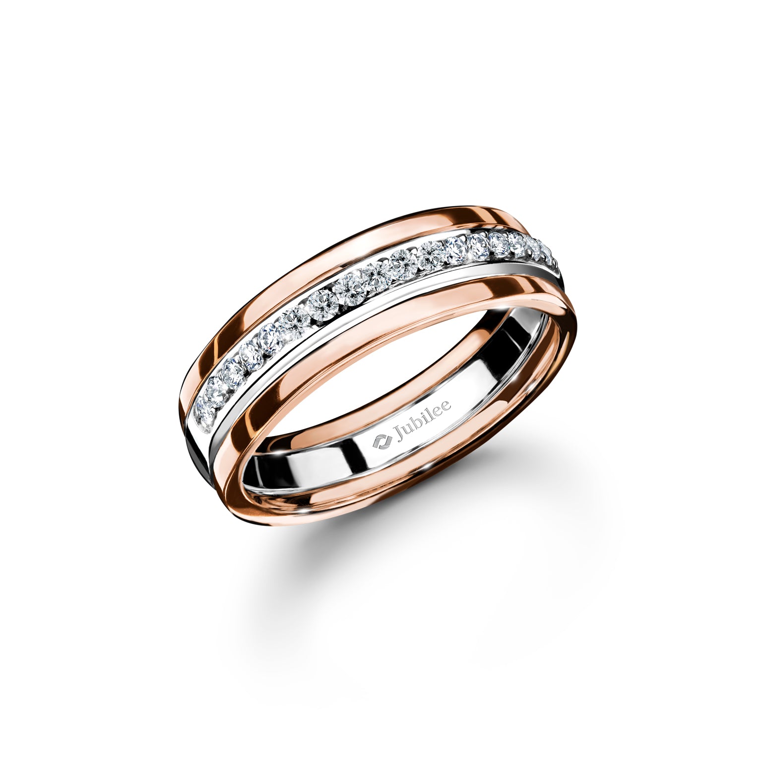 แหวนเพชร Single Spectrum White-Rose Band Ring