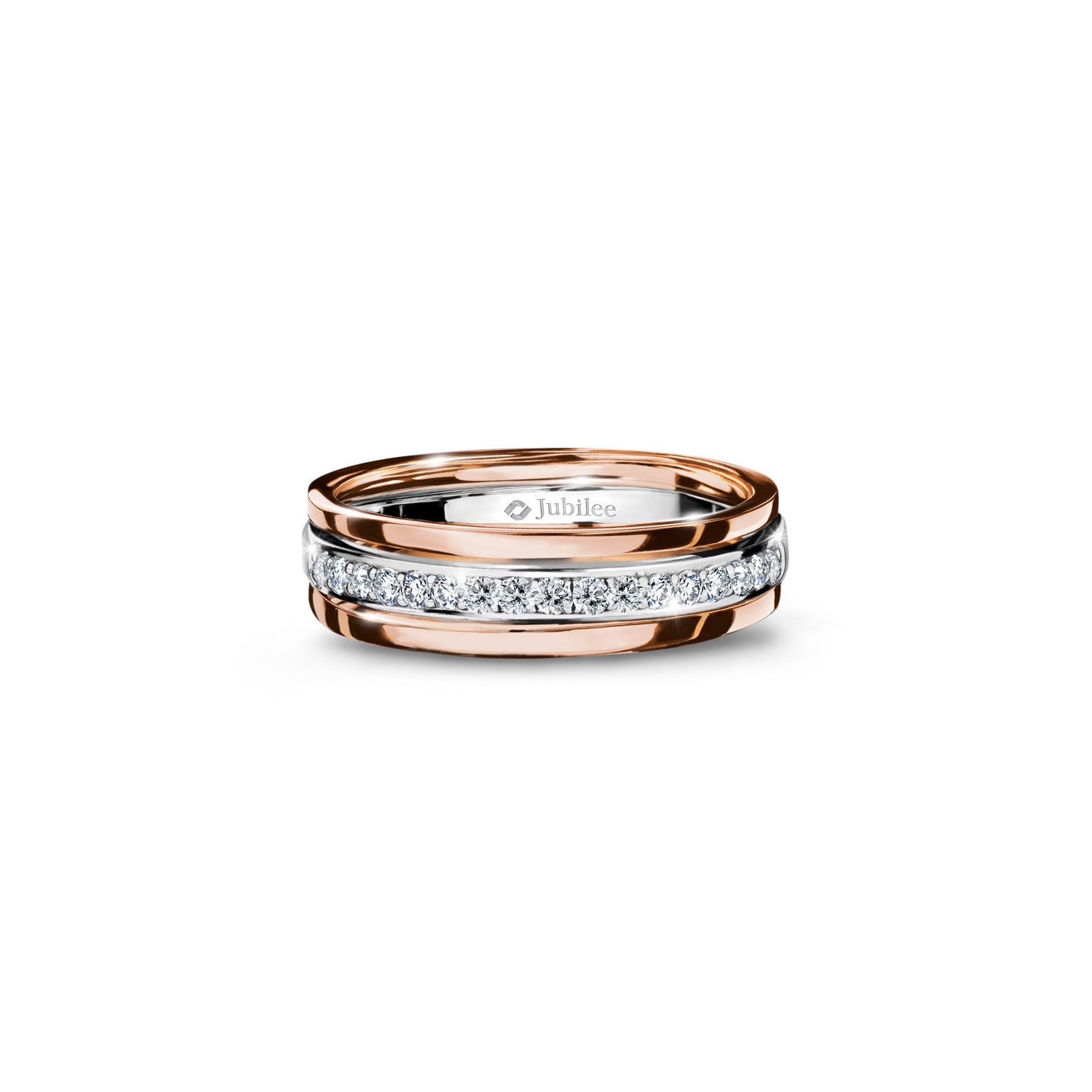 แหวนเพชร Single Spectrum White-Rose Band Ring