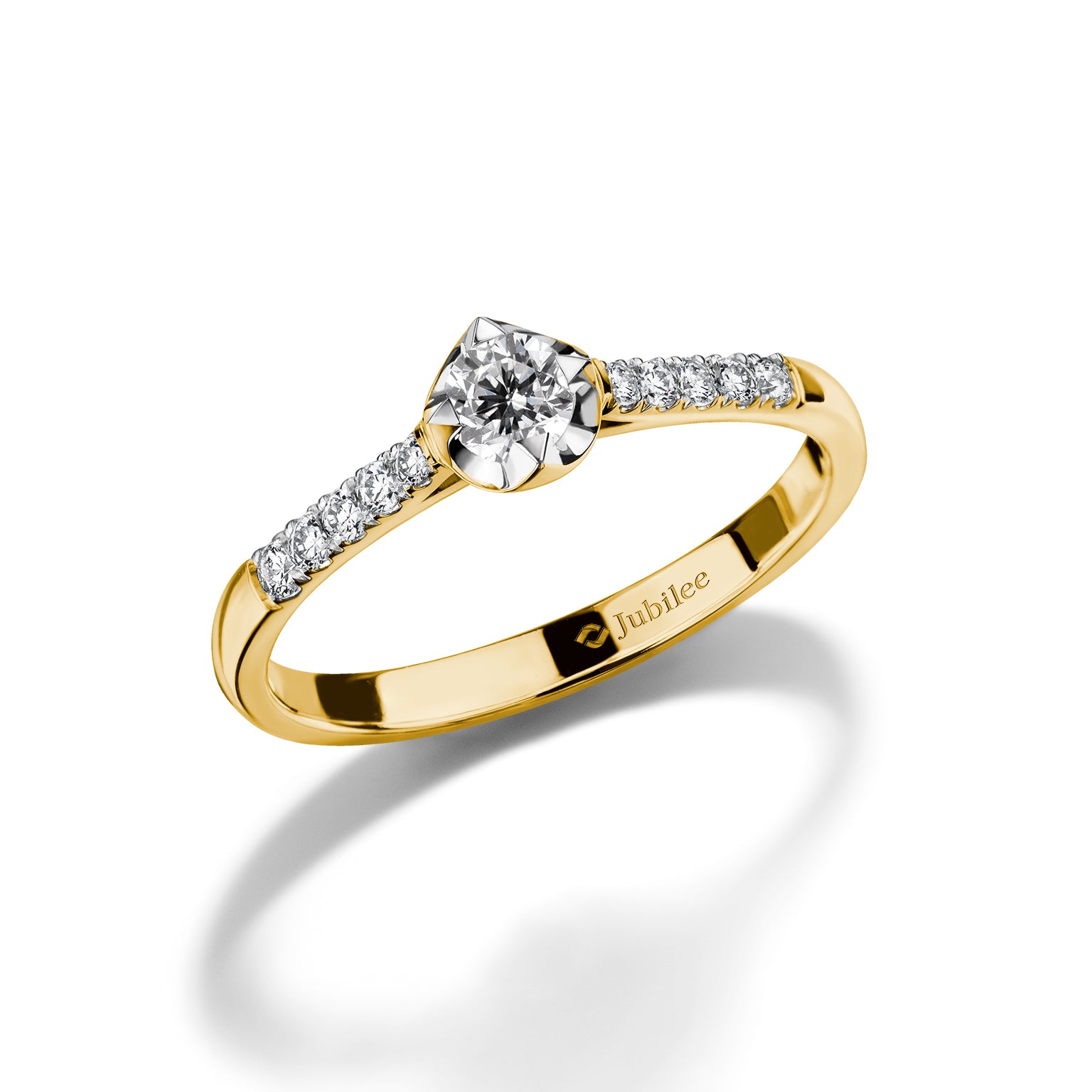แหวนเพชร Solitaire Contemporary Line Ring