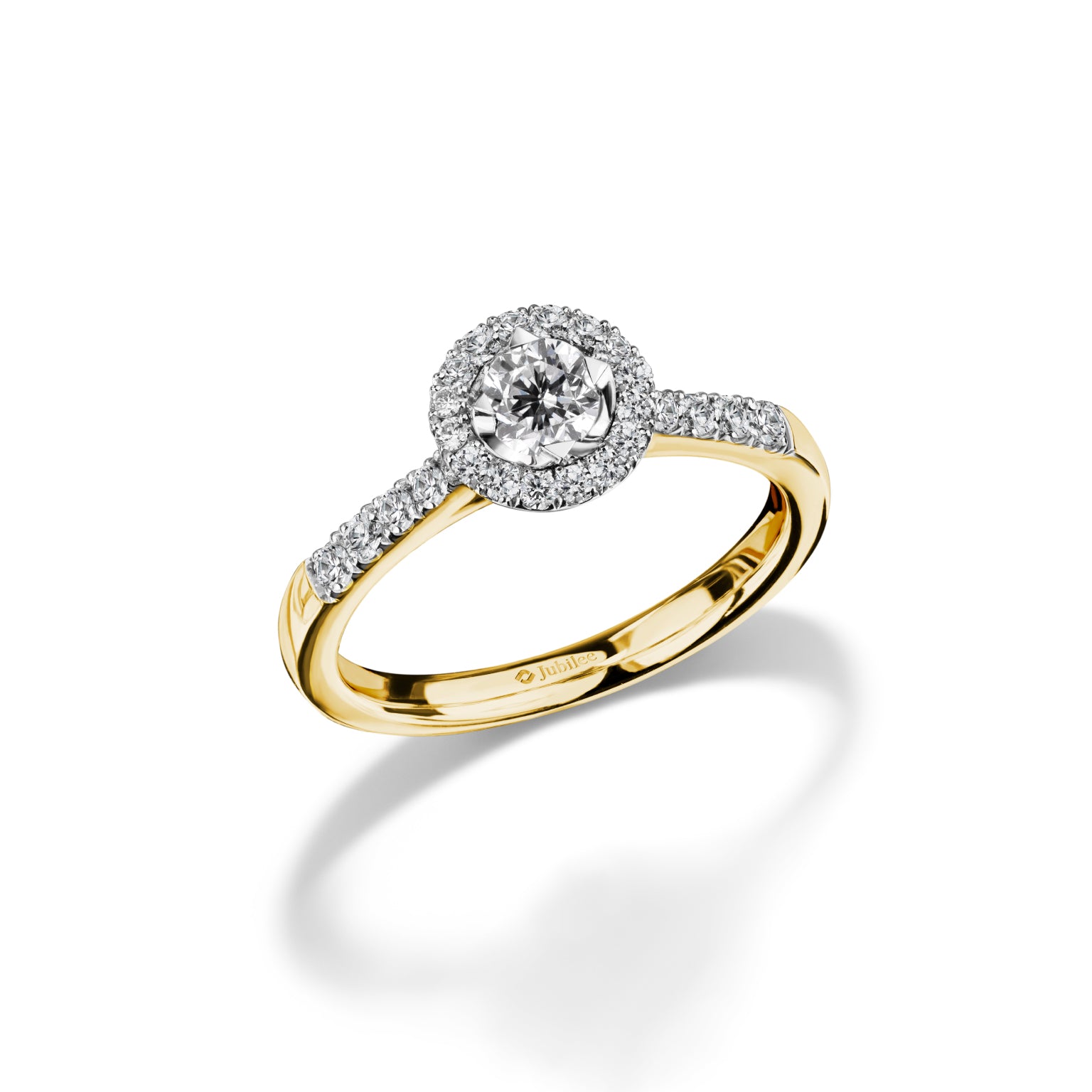 แหวนเพชร Solitaire Halo Line Ring