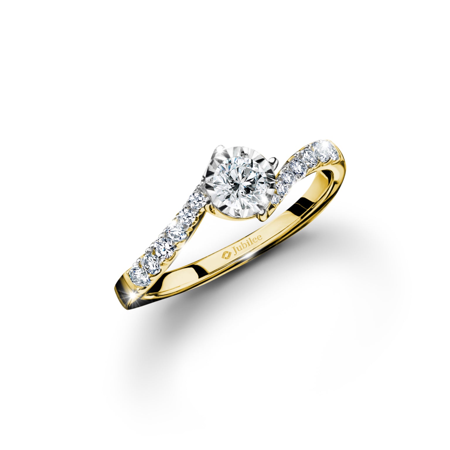 แหวนเพชร Solitaire Stylish Curve Ring