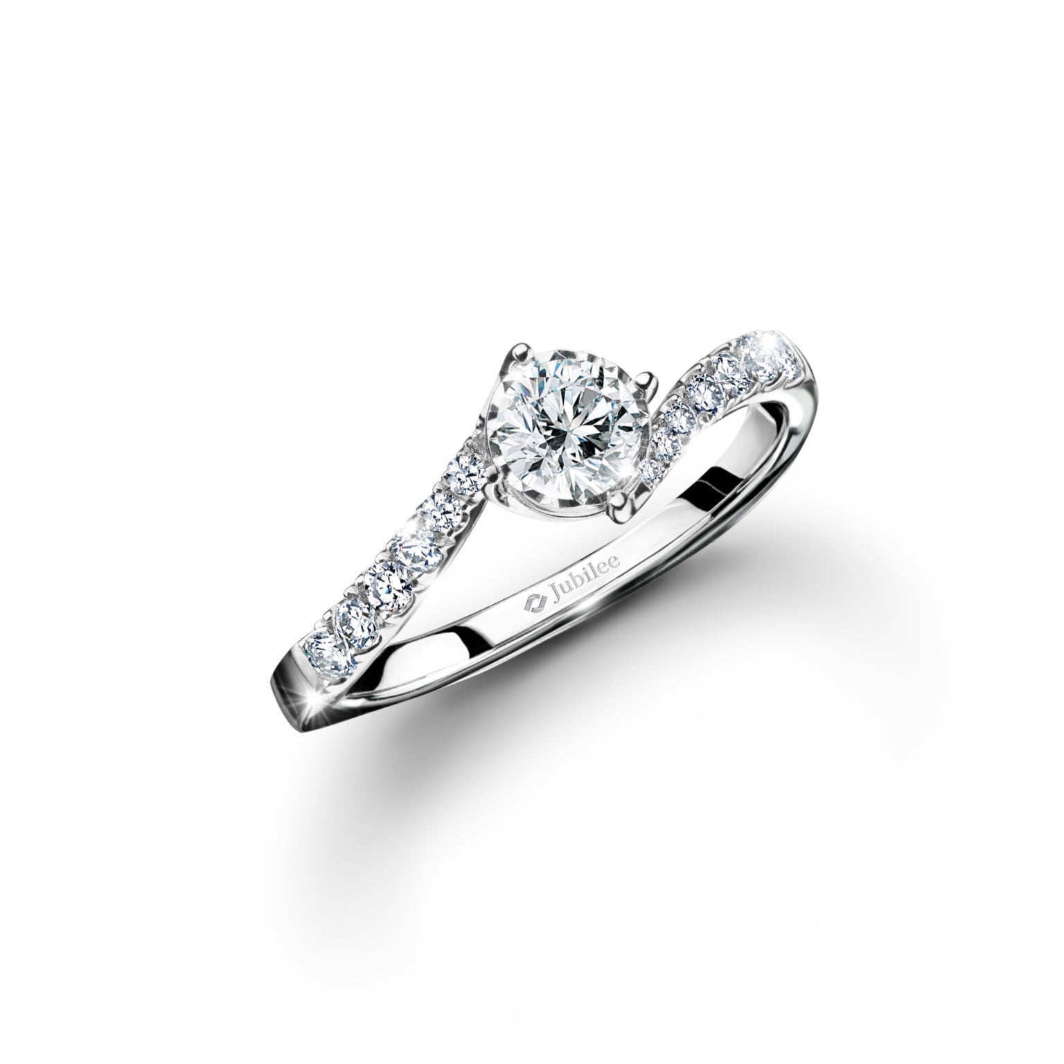 แหวนเพชร Solitaire Stylish Curve Ring
