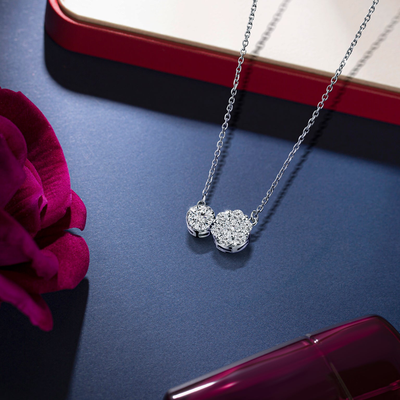 จี้เพชรพร้อมสร้อยคออิตาลี Soulmate Floating Pendant Necklace with Chain