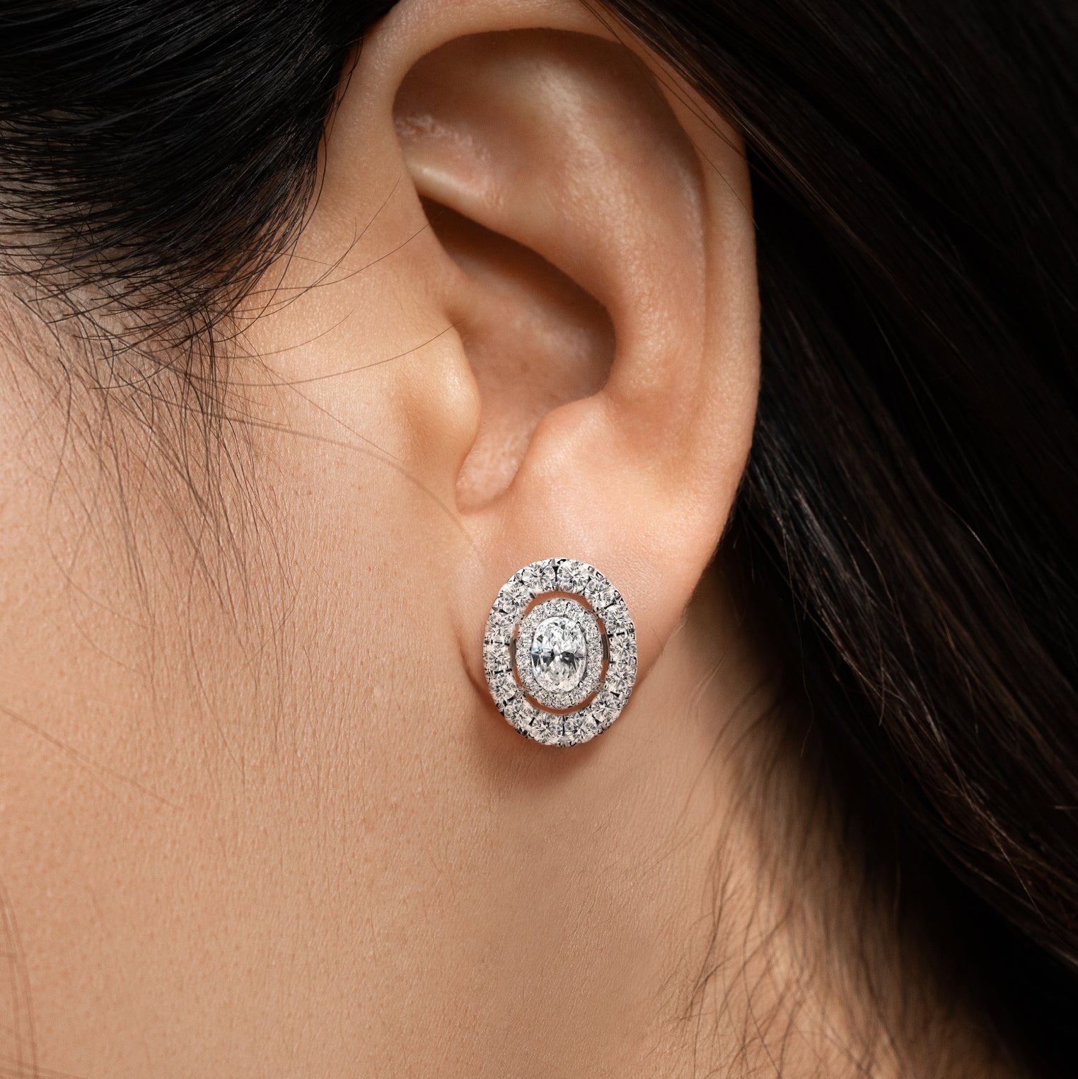 The Promise Oval Halo Diamond Earring