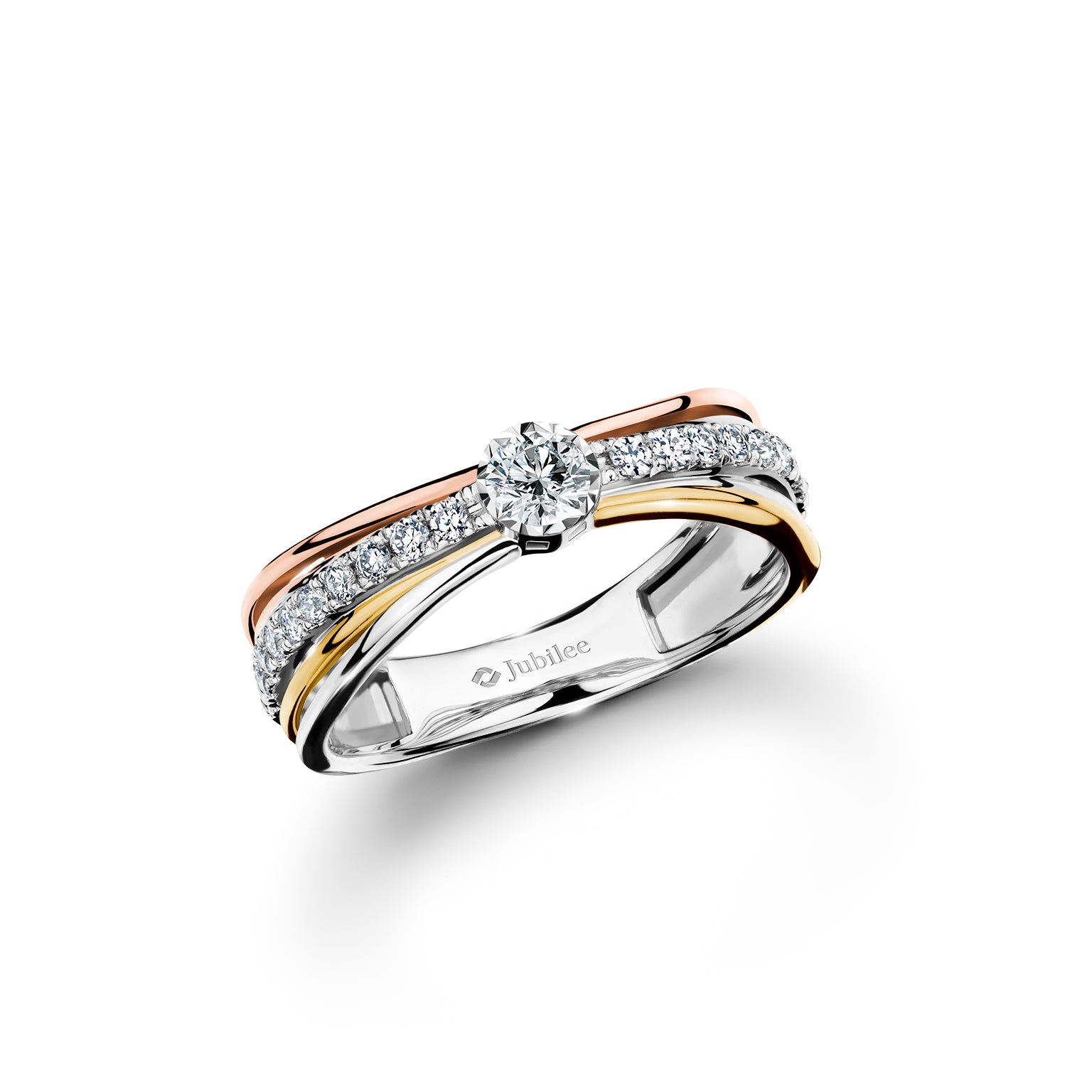 แหวนเพชร Triple Step Solitaire Ring