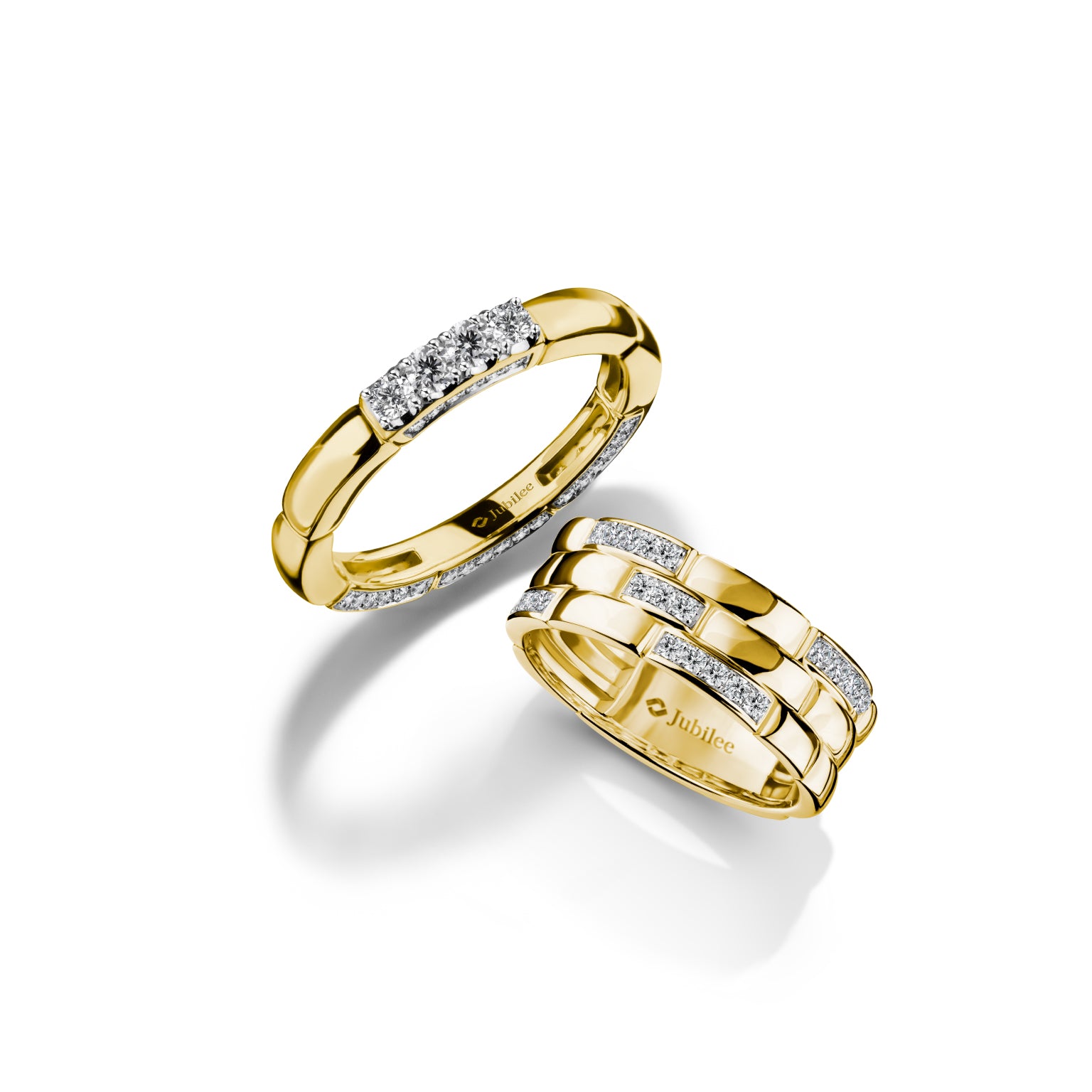 แหวนเพชร Lumiere Brique Triple Row Band & Lumiere Brique Dual Accent Band Ring