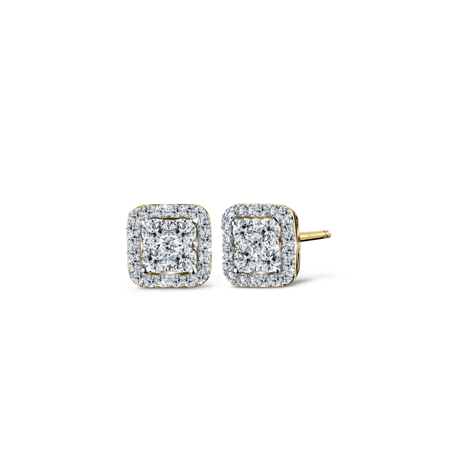 Square Combine Diamond Earrings