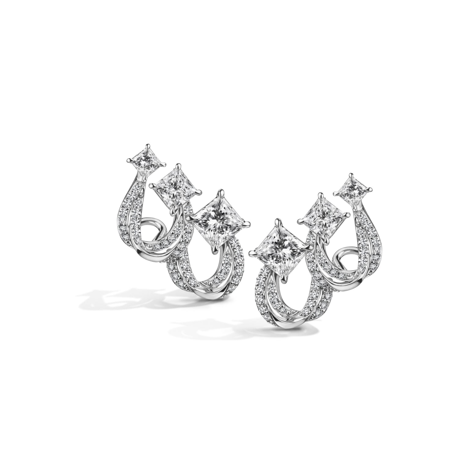 ต่างหูเพชร Spiral of Harmony Princess Earrings