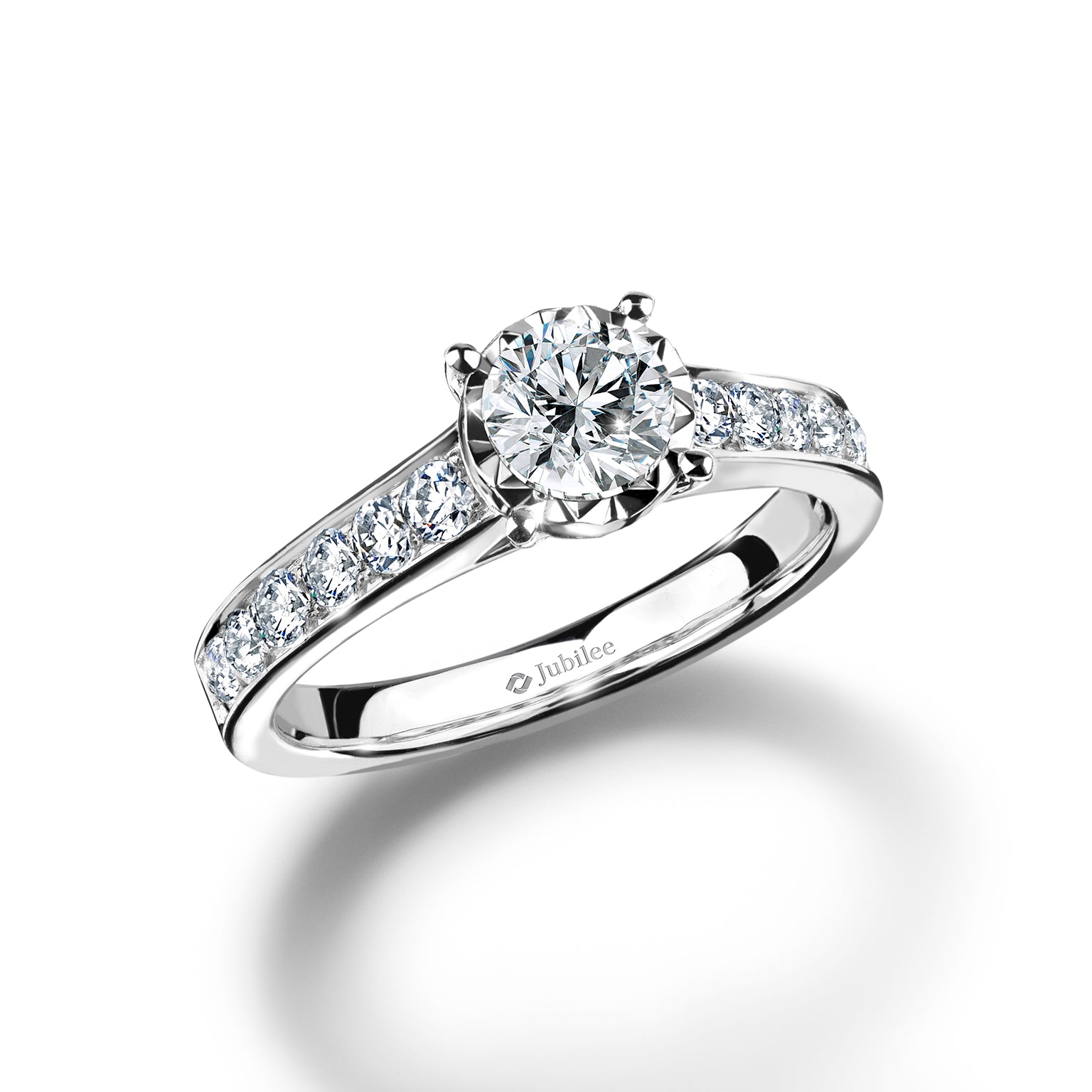 แหวนเพชร Classic Excellence Pave Solitaire Ring (Certificate: GIA)