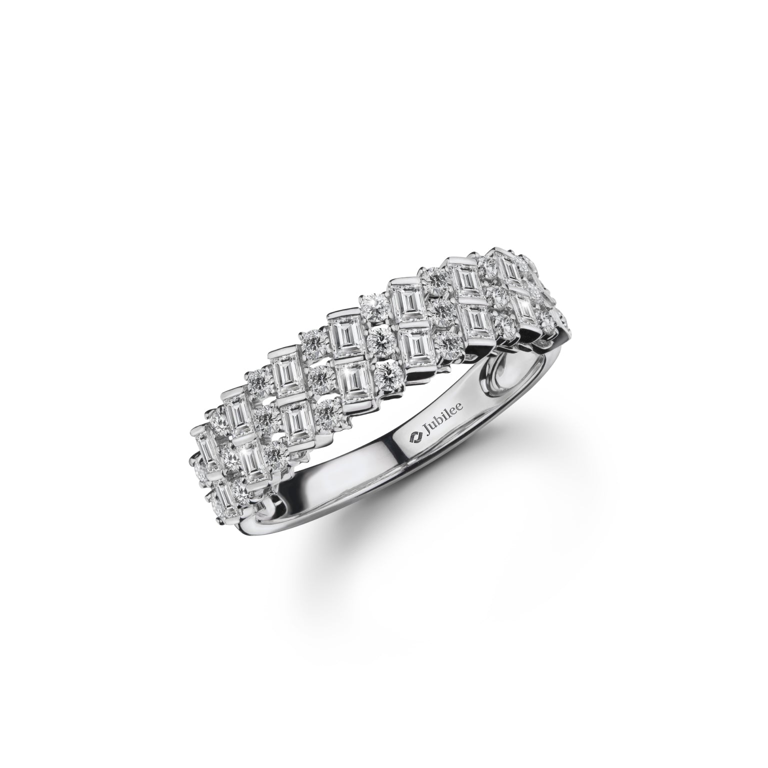Diamond Line Striping Baguette Ring