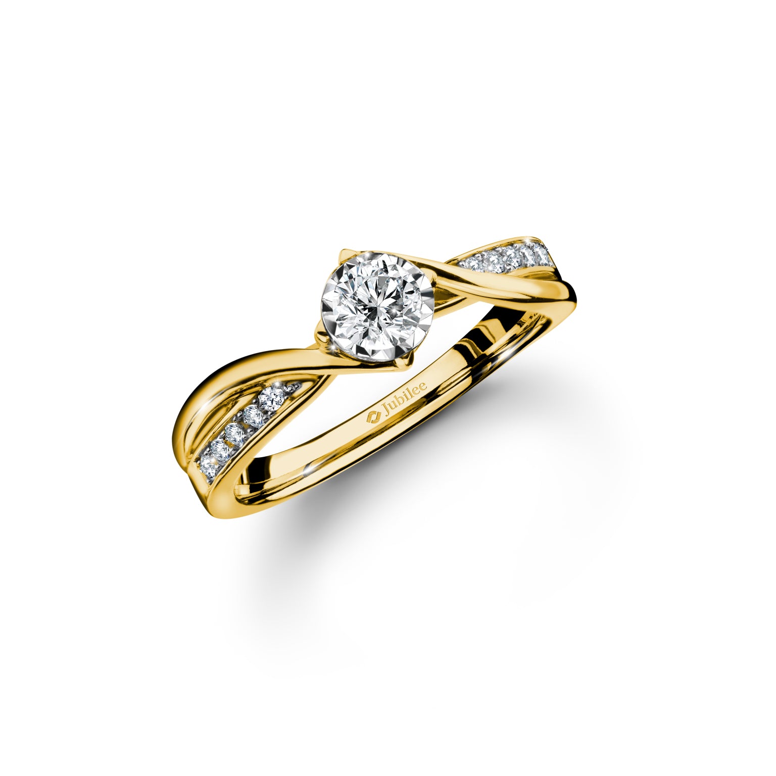 แหวนเพชร Light in Wave Pave Solitaire Ring