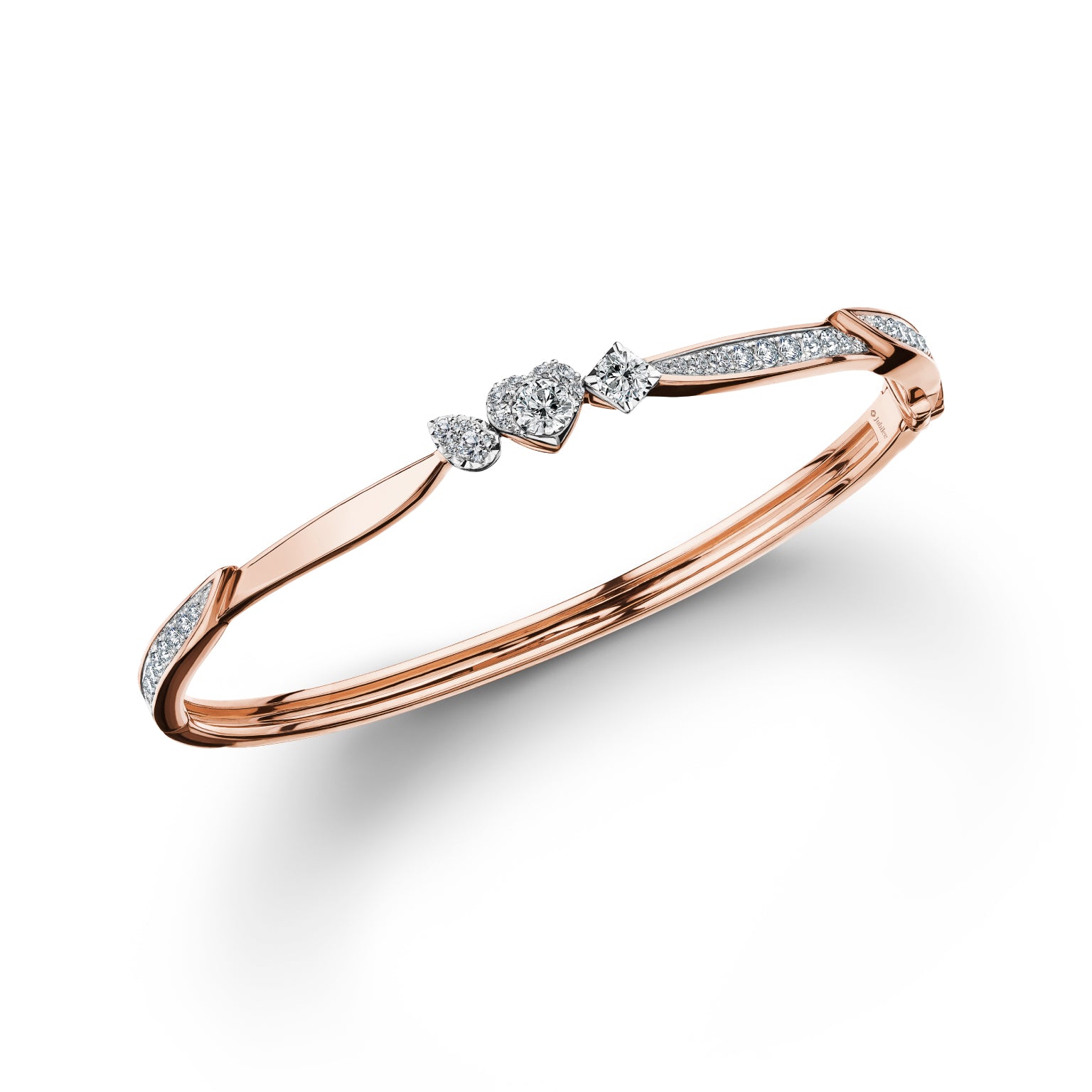 Love Blooming Sparkle Heart Bangle Diamond Bracelet 