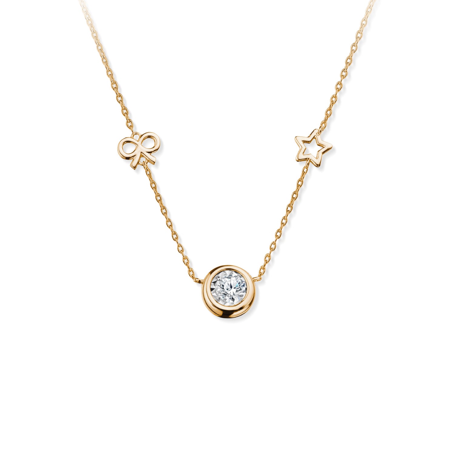 จี้เพชรพร้อมสร้อยคออิตาลี Beloved Brilliance: Ribbon with Star Pendant