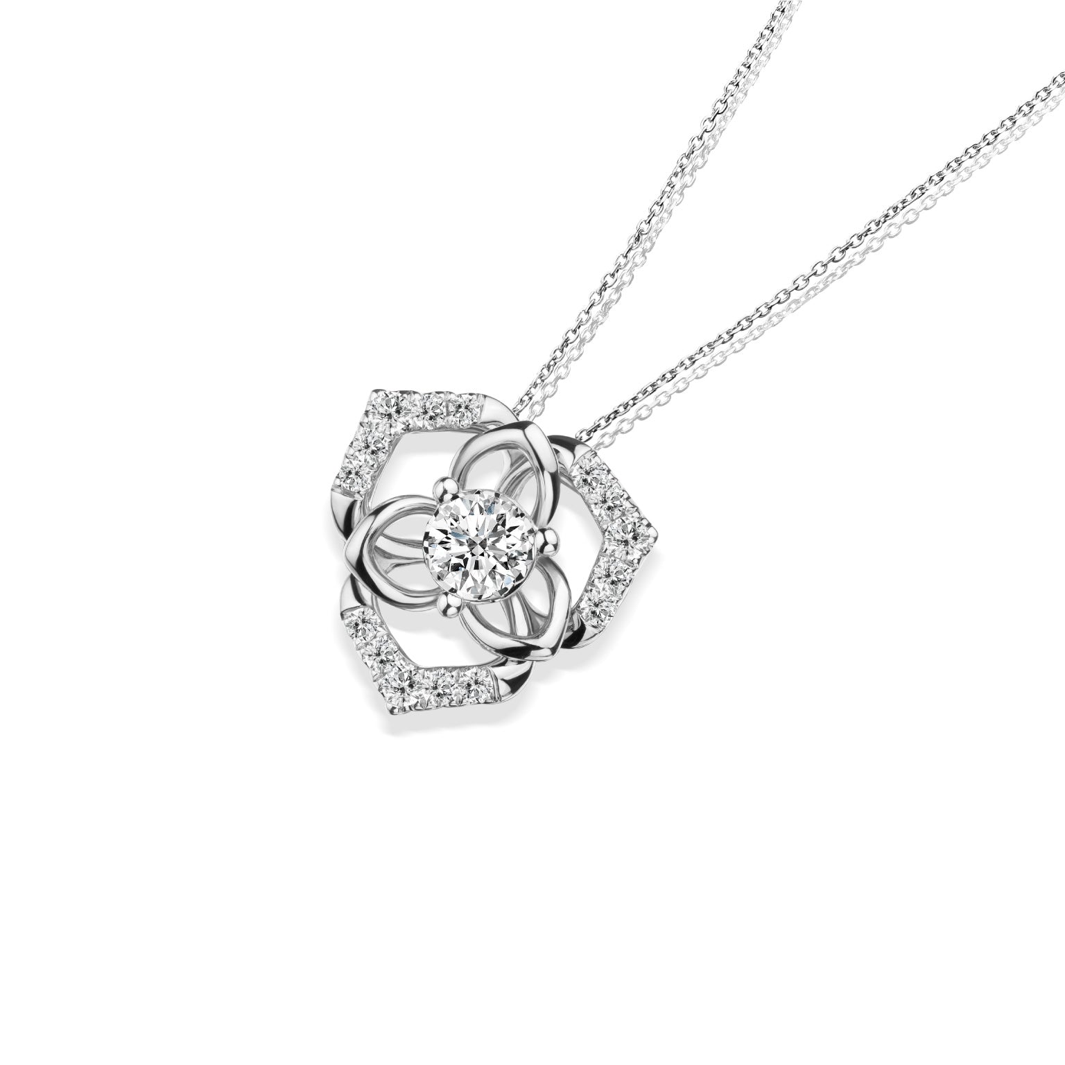 จี้เพชร Victorious Bloom Triple Petal Pendant