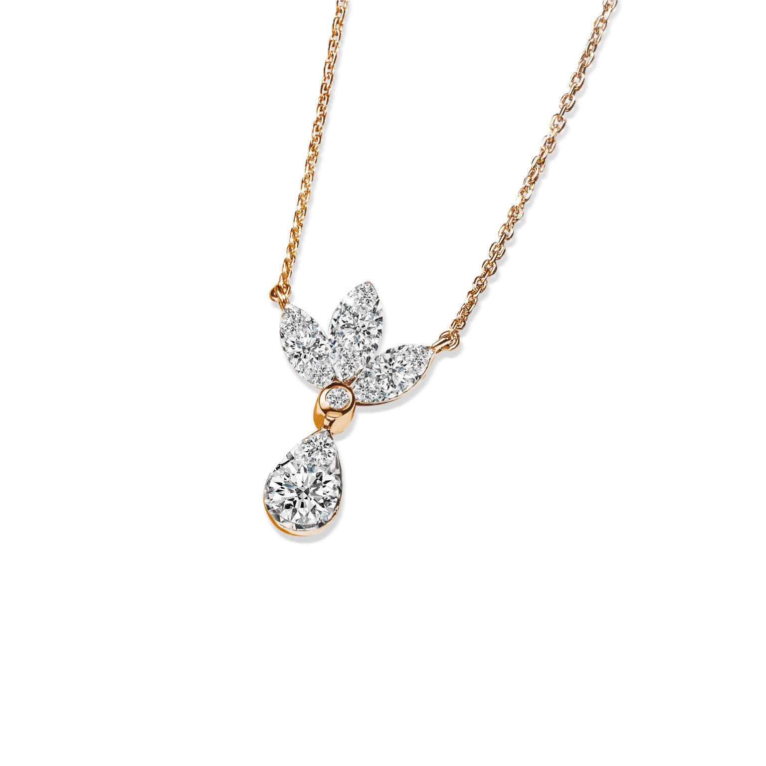 จี้เพชรพร้อมสร้อยคออิตาลี Victorious Bloom Triple Petal Pendant with Chain